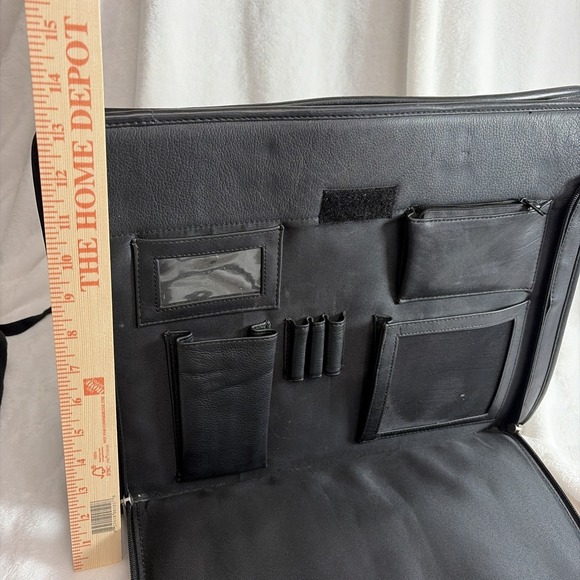 Pelle Studio Wilsons 16"x12"x5" Black Leather Laptop Bag Messenger Briefcase - Picture 5 of 6